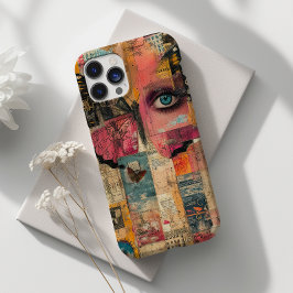 Uniek Abstract Collage Oog en Vlinder Ontwerp Case-Mate iPhone 14 Pro Hoesje