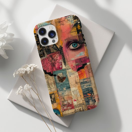 Uniek Abstract Collage Oog en Vlinder Ontwerp Case-Mate iPhone Case