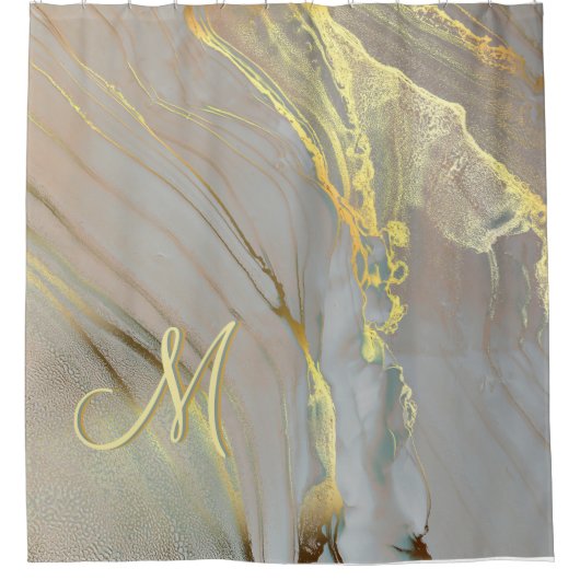 Uniek Abstract goudmonogram Douchegordijn (Voorkant)