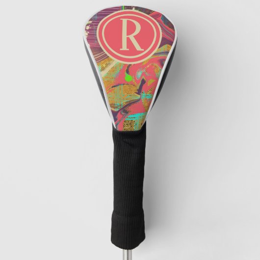 Uniek Abstract kleurig monogram Initiaal Golfheadcover (Voorkant)