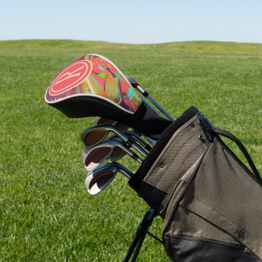 Uniek Abstract kleurig monogram Initiaal Golfheadcover (Insitu)
