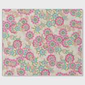 Uniek Abstract kunstpatroon van Japanse bloemen Cadeaupapier (Vlak)