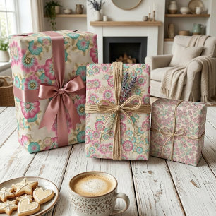 Uniek Abstract kunstpatroon van Japanse bloemen Inpakpapier Vel