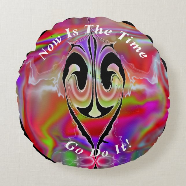 Uniek Abstract marmer vloeibaar Rond Kussen (Voorkant)