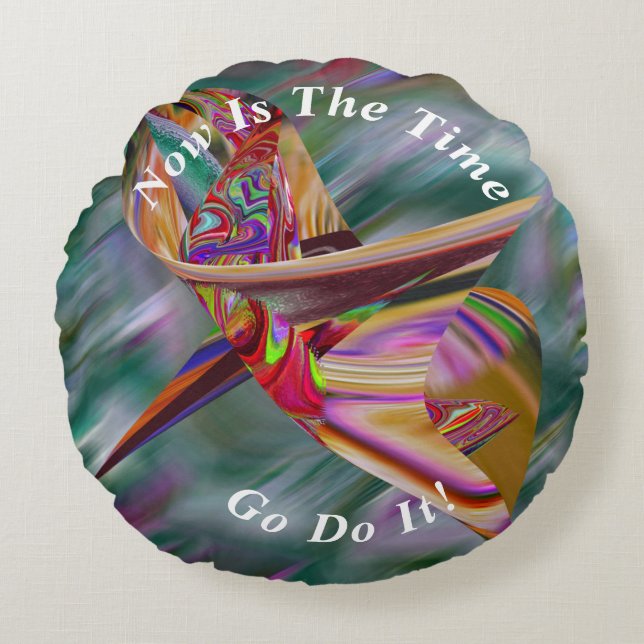 Uniek Abstract marmer vloeibaar Rond Kussen (Voorkant)