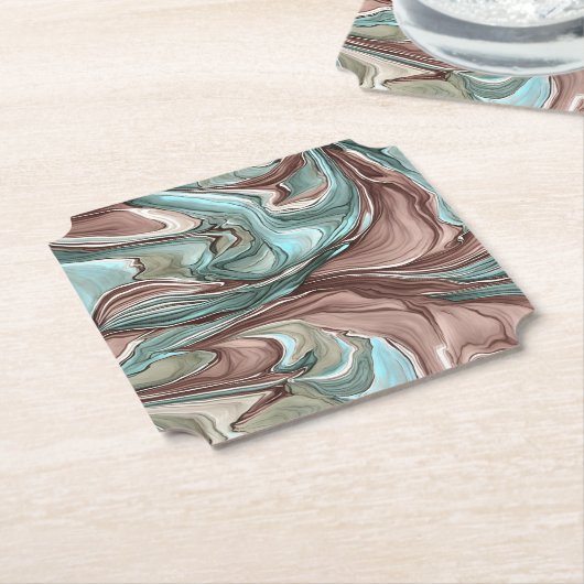 Uniek Abstract Mauve Blue Green Swirls Onderzetter (Gekanteld)