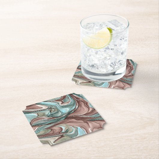 Uniek Abstract Mauve Blue Green Swirls Onderzetter (Insitu)