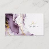 Uniek Abstract Paarse & Gouden Waterverf Marmer Visitekaartje (Voorkant)