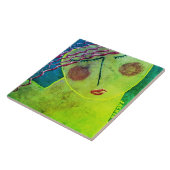 Uniek Abstract portret van een rood hoofd Tegeltje (Zijkant)