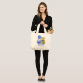 Uniek afbeelding van drie schattige teddies grote tote bag (Voorkant (model))