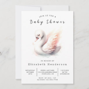 Uniek afdrukbaar zwaan Baby shower Kaart