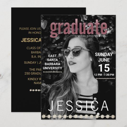 Uniek Afstuderen Magazine Hoesje fotofeest Kaart (Voorkant / Achterkant)