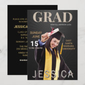 Uniek Afstuderen Magazine Hoesje Fotofeest Uitnodi Kaart (Voorkant / Achterkant)