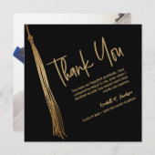 Uniek Afstuderen Zwart Goud Tassel Afstudeerder fo Bedankkaart (Voorkant / Achterkant)