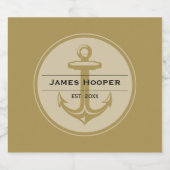 Uniek anker met naam en datum | Nautische geschenk Sparkling Wijnetiket (Enkel label)