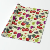 Uniek Apple & Druiven Levendig Patroon Cadeaupapier (Uitgerold)