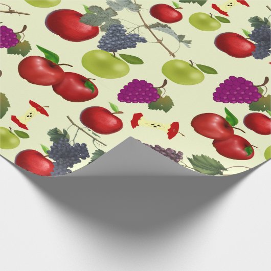 Uniek Apple & Druiven Levendig Patroon Cadeaupapier (Hoek)
