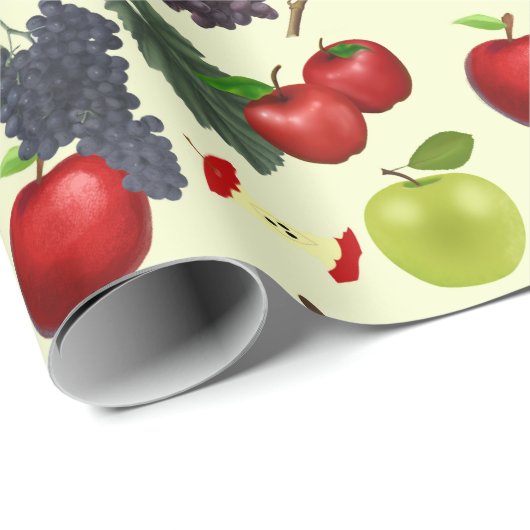 Uniek Apple & Druiven Levendig Patroon Cadeaupapier (Rol Hoek)