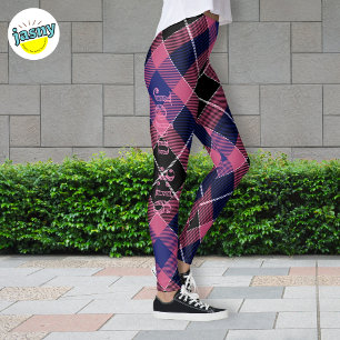 Uniek Argyle Patroon Roze Paarse aangepaste tekst Leggings