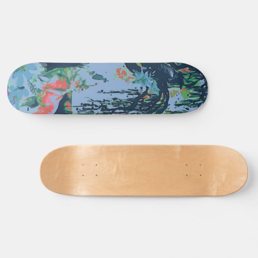 Uniek Art Design Majestic Raven Moon & Wolf Persoonlijk Skateboard (Horizontaal)