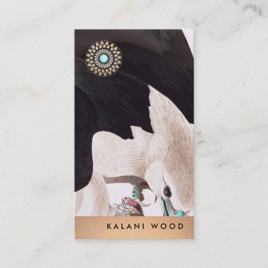 Uniek Artistiek Hawk en Lotus Detail Visitekaartje (Voorkant)