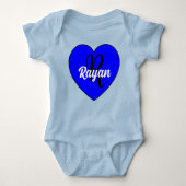 Uniek Baby Jongen Hart met Naam - Monogram Pasgebo Romper (Voorkant)