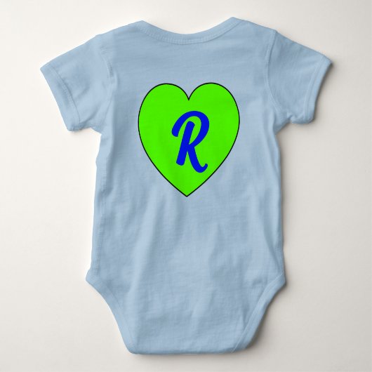 Uniek Baby Jongen Hart met Naam - Monogram Pasgebo Romper (Achterkant)