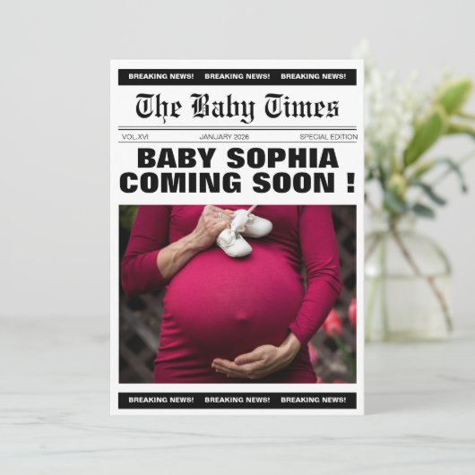 Uniek  baby shower kaart (Staand voorkant)