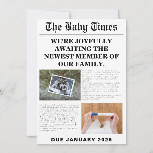 Uniek  baby shower kaart (Achterkant)