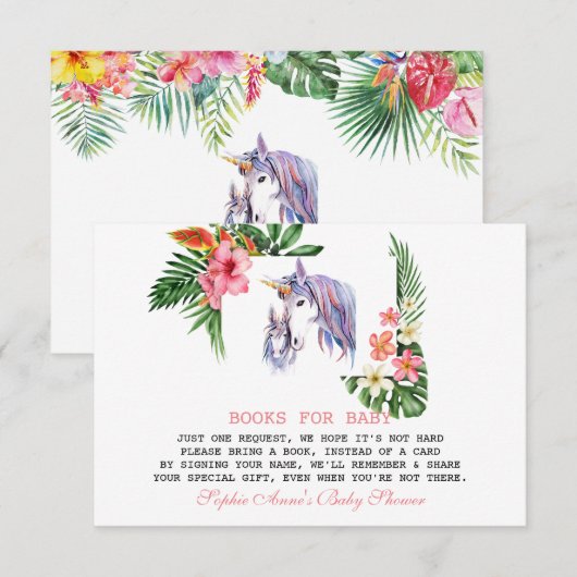 Uniek Baby shower met tropische bloemen Informatiekaartje (Voorkant / Achterkant)