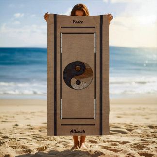 Uniek Bamboe Yin-Yang Symbool Khaki  Strandlaken
