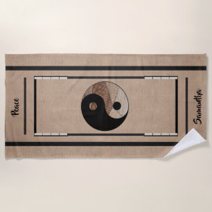 Uniek Bamboe Yin-Yang Symbool Khaki Strandlaken