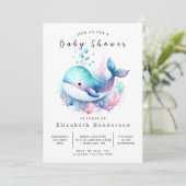 Uniek bedrukbaar walvis Baby shower Kaart (Staand voorkant)