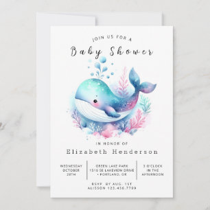 Uniek bedrukbaar walvis Baby shower Kaart