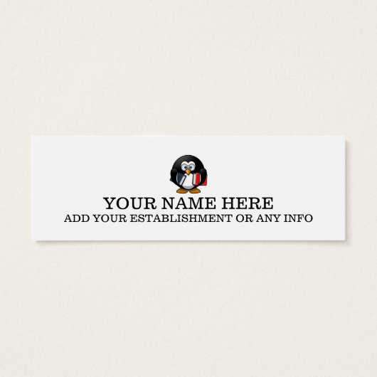 Uniek Bladwijzer pinguïn Mini Visitekaartjes (Achterkant)