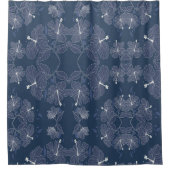 Uniek Blauw Bloempatroon Hibiscus Bloemen Douchegordijn (Voorkant)