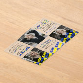 Uniek Blauw & Geel Afstuderen 3 Foto Frosted Acryl Uitnodigingen (Laagn)