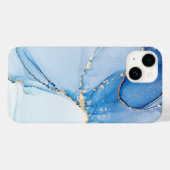 Uniek Blauw Goud Marmeren Patroon iPhone / Android Case-Mate iPhone Case (Achterkant (horizontaal))