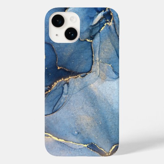Uniek Blauw Goud Marmeren Patroon iPhone / Android Case-Mate iPhone Case (Achterkant)