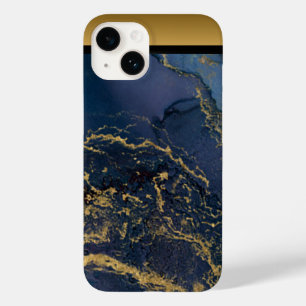 Uniek Blauw Goud Marmeren Patroon iPhone / Android Case-Mate iPhone 14 Hoesje