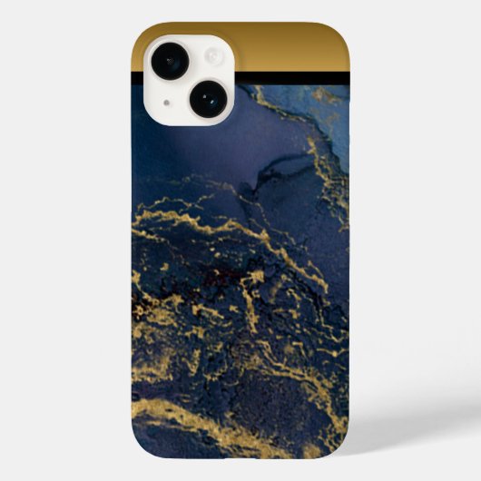 Uniek Blauw Goud Marmeren Patroon iPhone / Android Case-Mate iPhone Case (Achterkant)
