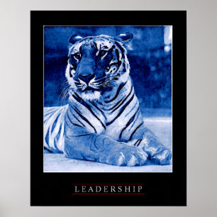 Uniek Blauw Motivatie Leiderschap Tijger Poster
