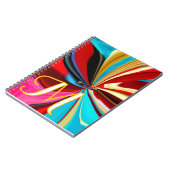 Uniek Blauw Rood Goud Monogram Vervloeid Abstract Notitieboek (Linkerzijde)