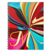 Uniek Blauw Rood Goud Monogram Vervloeid Abstract Notitieboek (Voorkant)