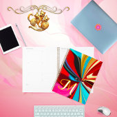 Uniek Blauw Rood Goud Monogram Vloeibaar Abstract Planner