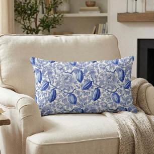 Uniek Blauw Toile Cocoa Chic Botanisch Patroon Kussen