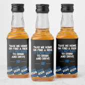 Uniek blauw & zwart Afstuderen Mini Likeurfles Etiket (Flessen)