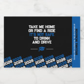 Uniek blauw & zwart Afstuderen Mini Likeurfles Etiket (Enkel label)