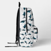 Uniek Blauwgroen haaienpatroon Bedrukte Rugzak (Links)