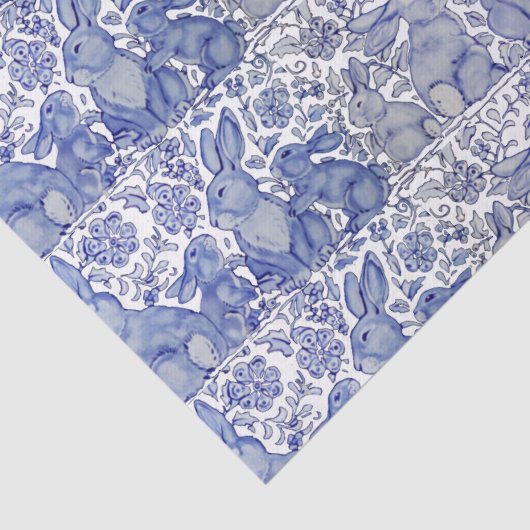 Uniek blauwkonijnenkonijn - Floral Animal Pattern Tissuepapier (Detail)